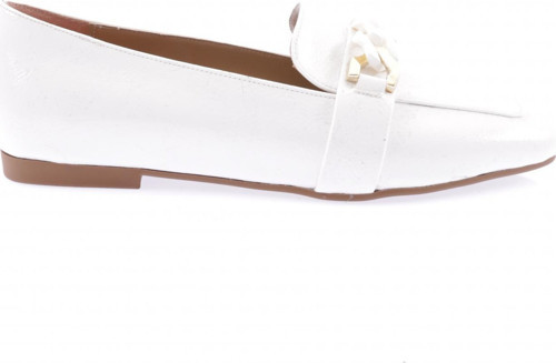 Kadın Burgu Tokalı Loafer Beyaz Kırışık Rugan 61182534