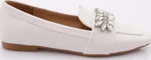Kadın Kristal Taşlı Tokalı Loafer Beyaz 61192534