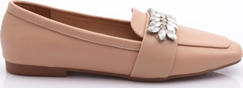 Kadın Kristal Taşlı Tokalı Loafer Nude Cilt 61192534