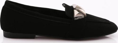 Kadın Silver Taş Metal Tokalı Loafer Siyah Velvet 61122534
