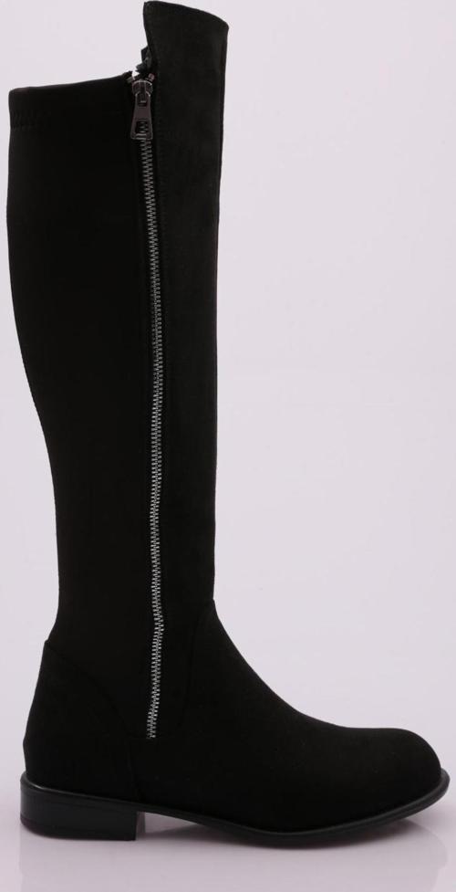 504 KADIN ARKASI STRETCH YANI FERMUARLI KNEE HİGH FLATS ÇİZME