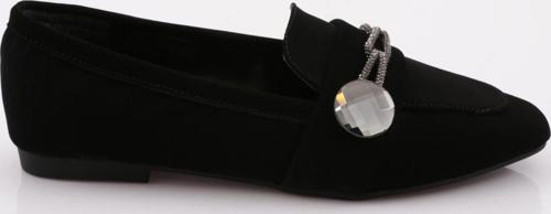 Kadın Silver Taş Aksesuarlı Babet Siyah Velvet 61132534