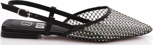 Kadın Sivri Burun Arkadan Bağlamalı Babet Siyah Saten 7126535