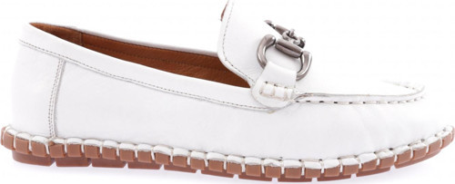 Kadın Dikiş Detaylı Metal Tokalı Loafer Ayakkabı Beyaz 71132110
