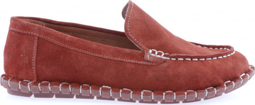 Kadın Dikiş Detaylı Loafer Ayakkabı Kızıl Taba Süet 71432110