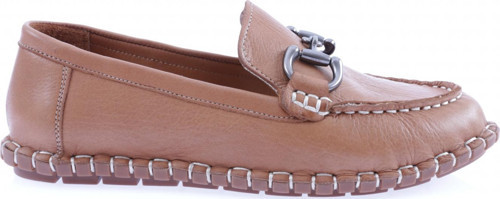 Kadın Dikiş Detaylı Metal Tokalı Loafer Ayakkabı Taba 71132110