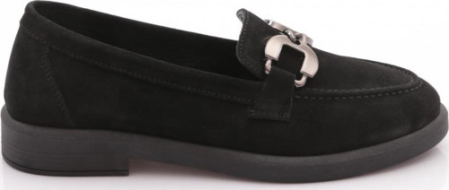 Kadın Aksesuarlı Loafer Ayakkabı Siyah Süet 8172678