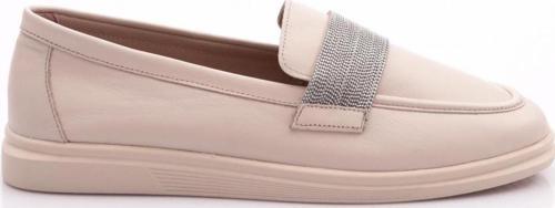 Kadın Şeritli Loafer Ayakkabı Ekru Napa 1092293