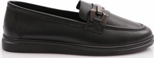 Kadın Metal Tokalı Loafer Ayakkabı Siyah Napa 1092363