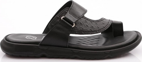 Deri Comfort Rahat Taban Erkek Terlik 806 Siyah Baskılı 91737101