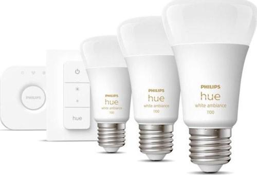 Hue 8-75w Beyaz Ambiyans Akıllı Başlangıç Seti 3'lü Kumandalı E27 Bluetooth Özellikli