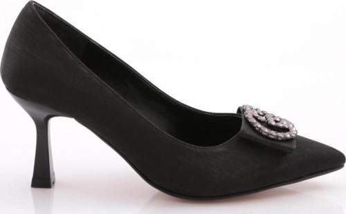 188 Kadin Silver Taşli Sivri Burun Tokali Topuklu Ayakkabi