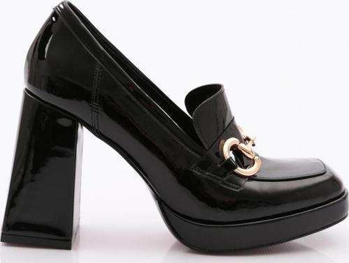 Kadın Topuklu Loafer Ayakkabı Siyah Rugan 4912535