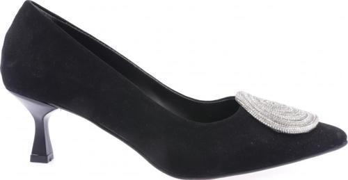 Kadın Silver Taşlı Tokalı Topuklu Ayakkabı Siyah Velvet 1612482674