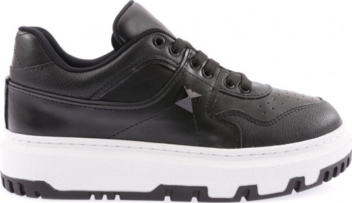 Kadın Kalın Taban Bağcıklı Dikiş Detaylı Sneakers Ayakkabı Siyah 1313363