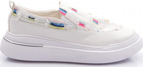 Kadın Lastikli Sneaker Ayakkabı Beyaz Kot 16835105