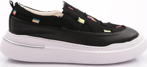 Kadın Lastikli Sneaker Ayakkabı Siyah Kot 16835105