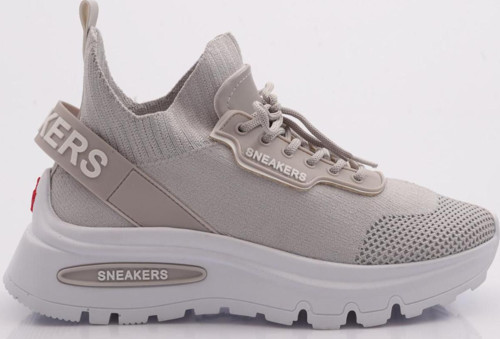 Kadın Arkası Yazı Lastikli Sneaker Gümüş 1823363