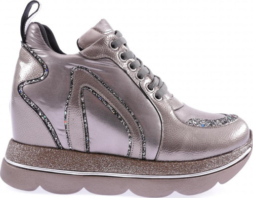 Kadın Mega Kalın Taban Silver Taşlı Sneakers Ayakkabı Gri 21733136
