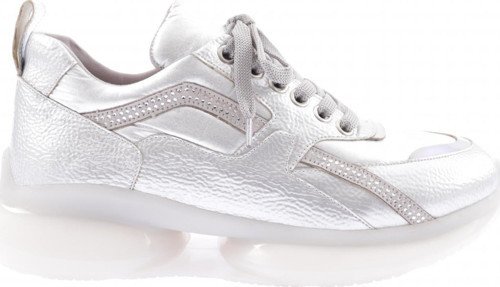 Kadın Kalın Taban Silver Taşlı Sneakers Ayakkabı Gümüş 21753136