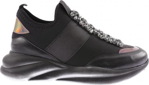 Kadın Strech Detaylı Kristal Taşlı Sneakers Ayakkabı Siyah 3333137