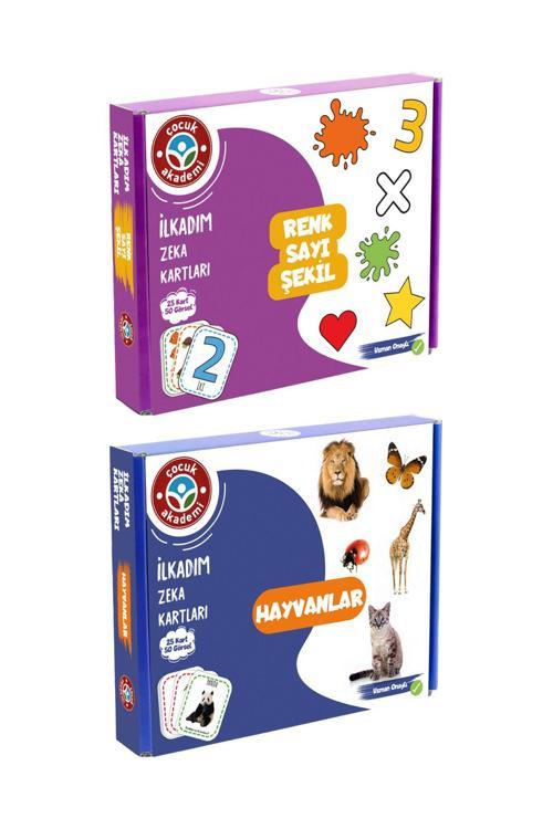 Çocuk Akademi İlk Adım Zeka Kartı Renk-Sayı-Şekil Ve İlk Adım Zeka Kartı Hayvanlar