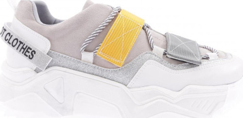 Kadın Mega Kalın Taban Simli Cırtlı Sneakers Ayakkabı Beyaz Multi 762513138