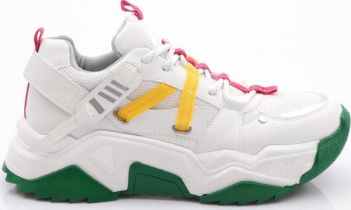 Kadın Bağcıklı Sneaker Ayakkabı Beyaz Sarı Fuşya 762713138