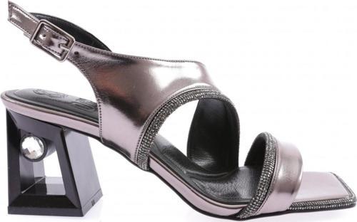 Kadın Kristal Taşlı Topuklu Sandalet Platin Açma 721021033