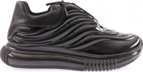 Kadın Kalın Taban Sneakers Ayakkabı Siyah Rugan 9133119