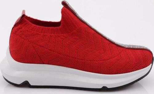 Kadın Taş Şeritli Sneaker Ayakkabı Kırmızı 8763141