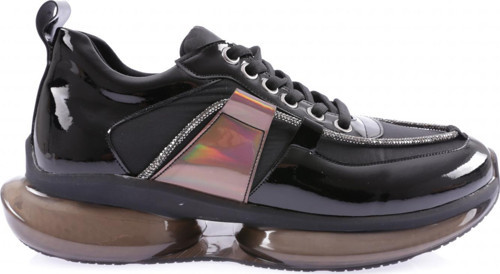 Kadın Kalın Taban Silver İp Taşlı Sneakers Ayakkabı Siyah 10653136