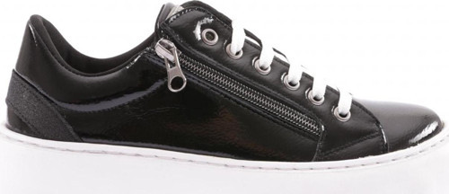 Kadın Bağcıklı Yanları Fermuarlı Sneaker Ayakkabı Siyah Kırışık Beyaz 98621097
