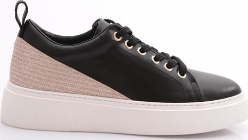 Kadın Kalın Taban Halhal Detaylı Silver Taşlı Sneakers Ayakkabı Siyah-Beyaz 15299623118