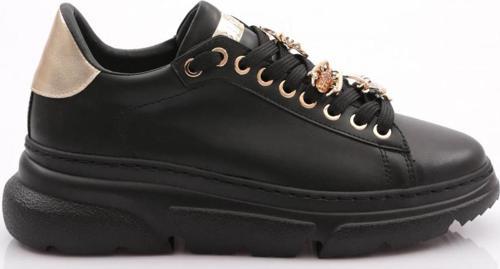 Kadın Kalın Taban Arı Tokalı Sneakers Ayakkabı Siyah Siyah 15299633118