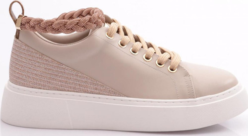 Es851 Kadin Kalin Taban Halhal Detayli Silver Taşli Sneakers Ayakkabi