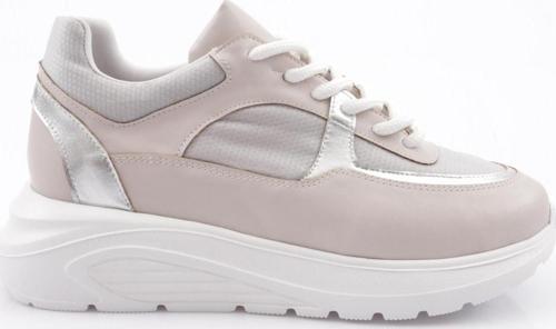 Kadın Kalın Taban File Detaylı Sneakers Ayakkabı Buz 15299793118