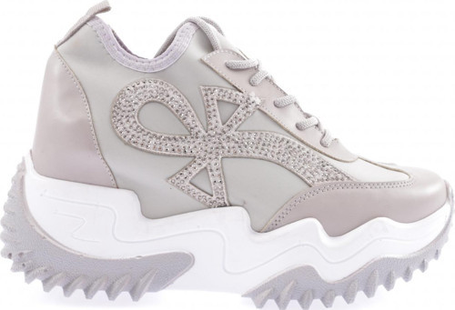 kadın Mega Kalın Taban Silver Taşlı Sneakers Ayakkabı Gri 3642831