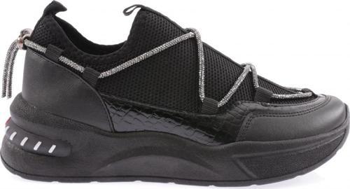 Kadın Kalın Taban Fileli Lastik İp Detaylı Sneakers Ayakkabı Siyah 343102831