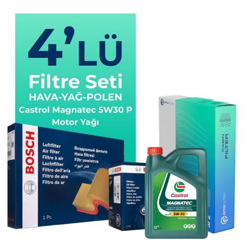 Peugeot 301 1.2 Benzin Vti Filtre Bakım Seti Castrol Motor Yağlı (2012-2015) 4 Lü
