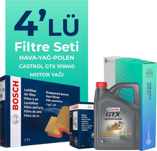 Nissan Almera 1.5 Filtre Bakım Seti Castrol Motor Yağlı (2001-2008) 4 Lü