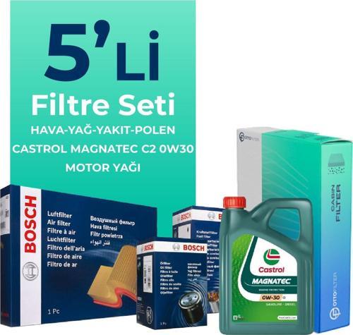 Peugeot 308 1.6 BlueHDi Dizel Filtre Bakım Seti Castrol Motor Yağlı (2014-2018) 5 Li