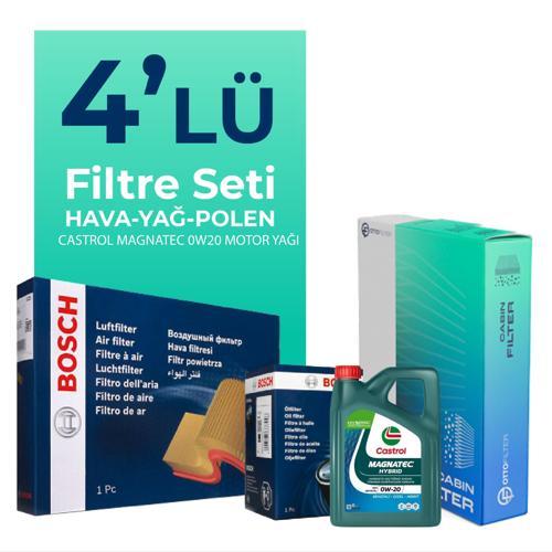 Toyota Yaris 1.5 Benzin Filtre Bakım Seti Castrol Motor Yağlı (2020-2023) 4 Lü