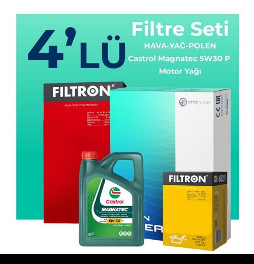 Peugeot 208 1.2 Benzin Filtre Bakım Seti Castrol Motor Yağlı (2019-2024) 4 Lü