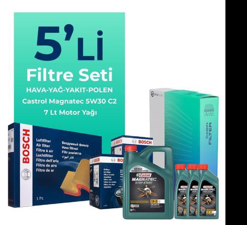 Mitsubishi L200 2.5 Dizel Filtre Bakım Seti Castrol Motor Yağlı (2008-2015) 5 Li