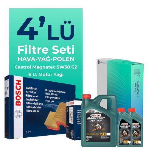 Mercedes CLA200 Benzin Filtre Bakım Seti Castrol Motor Yağlı (2013-2019) 4 Lü