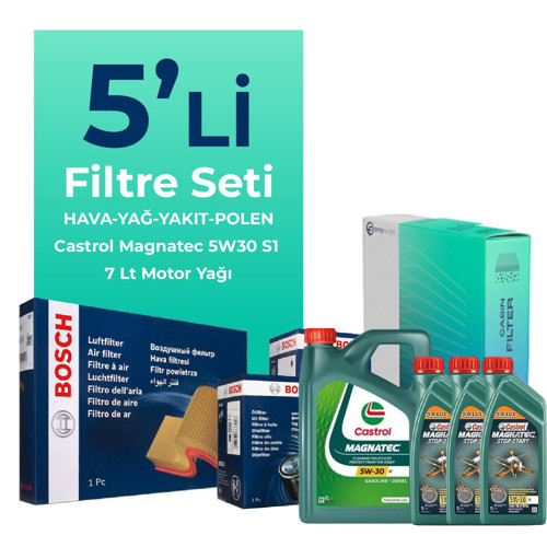Fiat Ducato 2.3 Dizel Filtre Bakım Seti Castrol Motor Yağlı (2006-2014) 5 Li