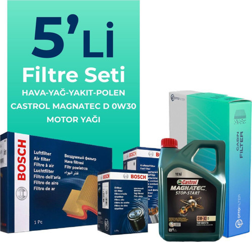Ford Fiesta 1.5 Dizel Filtre Bakım Seti Castrol Motor Yağlı (2017-2020) 5 Li