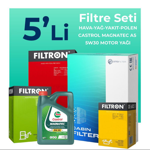Ford Courier 1.5 Dizel Filtre Bakım Seti Castrol Motor Yağlı (2014-2019) 5 Li