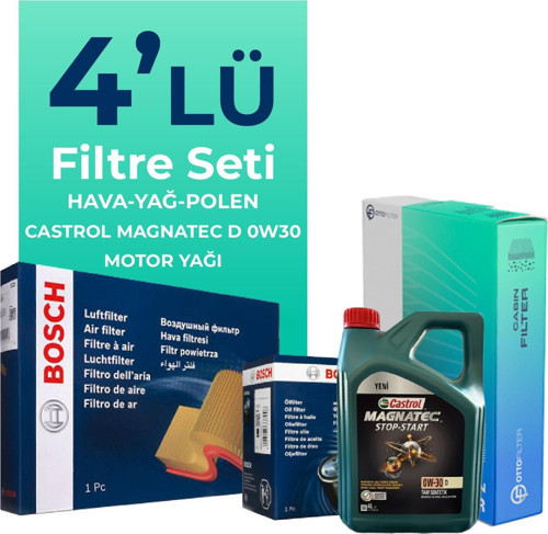 Ford Fiesta 1.5 Dizel Filtre Bakım Seti Castrol Motor Yağlı (2017-2020) 4 Lü